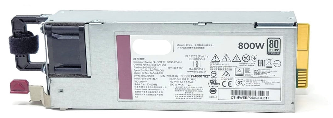 Source HP POWER SUPPLY 800W AC 100-240V PLATINUM FOR HPE DL360 DL380 GEN10 866730-001