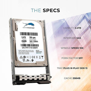 2.4TB 10K SAS 12G 2.5" 256MB Cache HDD for Dell PowerEdge Servers | Enterprise Hard Drive in G13 Tray | Compatible with PE Rack Tower Blades 400-AUQX 400-AVBX W9MNK 0W9MNK-FoxTI
