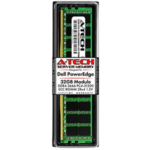 A-Tech 32GB Memory for Dell PowerEdge R440, T440, R540, R640, T640, M640, FC640, R740, R740XD, R940, C6420 | DDR4 2666MHz ECC RDIMM PC4-21300 2Rx4 1.2V 288-Pin DIMM Server RAM Upgrade Module - MFerraz Tecnologia