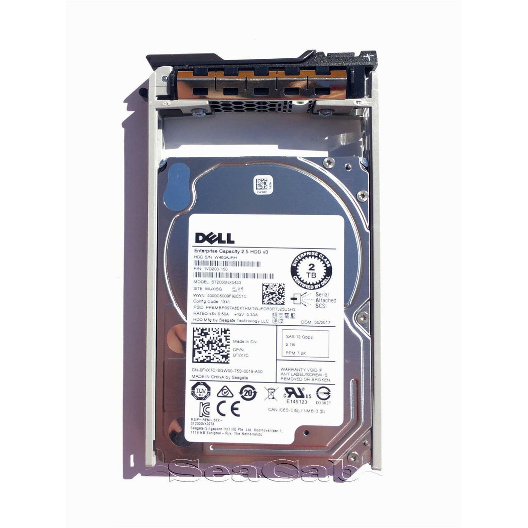 Dell 2TB 7.2K SAS 2.5 12Gbps Drive for R320 R420 R520 R620 R720 R820 R910 T710 616639025200-FoxTI