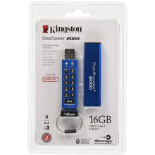 Load image into Gallery viewer, Kingston Digital 16GB DT2000 Keypad USB 3.0 ,256bit AES Hardware Encrypted (DT2000/16GB)-FoxTI
