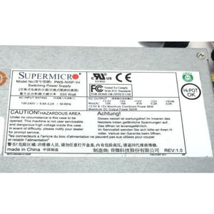 Fuente de alimentación SuperMicro PWS-505P-1H, 1U, 500 W, salida múltiple, nivel platino 