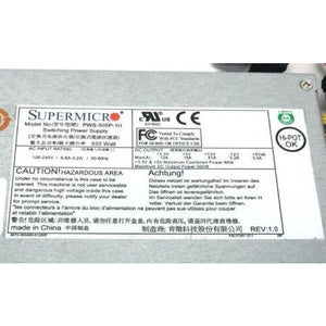 PWS-505P-1H Power Supply, 1U 500W Multi-output, Platinum Level