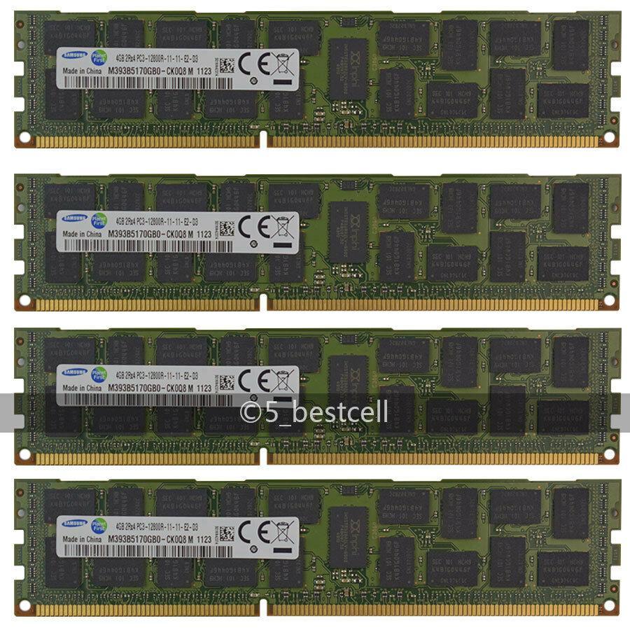 Samsung 16GB 4x 4GB DDR3 2RX4 1600MHz PC3-12800R ECC REG Server Memory Ram-FoxTI